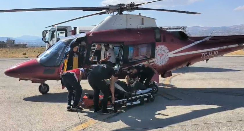 80 YAŞINDAKİ  HASTA İÇİN AMBULANS HELİKOPTER  HAVALANDI